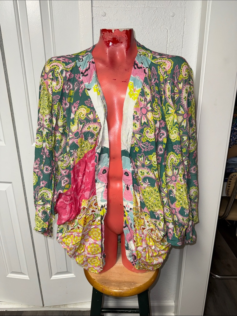 Saachi mixed pattern kimono top shirt blouse